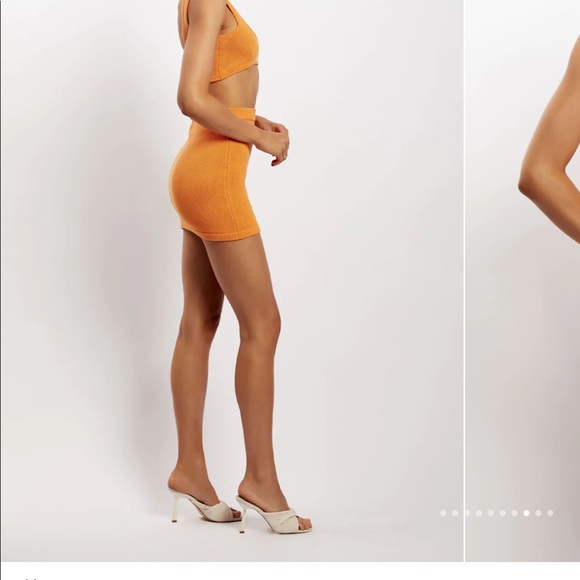 Meshki Orange Aleah Knit Crop Top and Knitted Mini Skirt Set - Picture 3 of 8